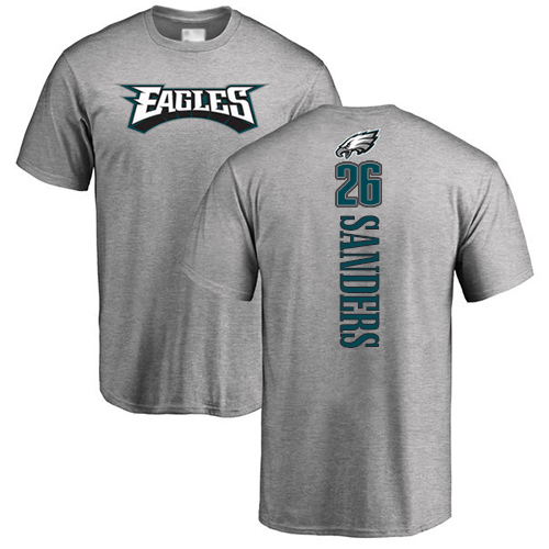 Men Philadelphia Eagles #26 Miles Sanders Ash Backer NFL T Shirt